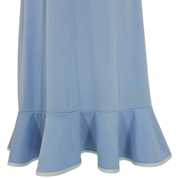 VTG Express Womans size 1/2 Sleeveless Ruffle Hem Midi Sheath Dress Blue Y2K - Picture 3 of 8